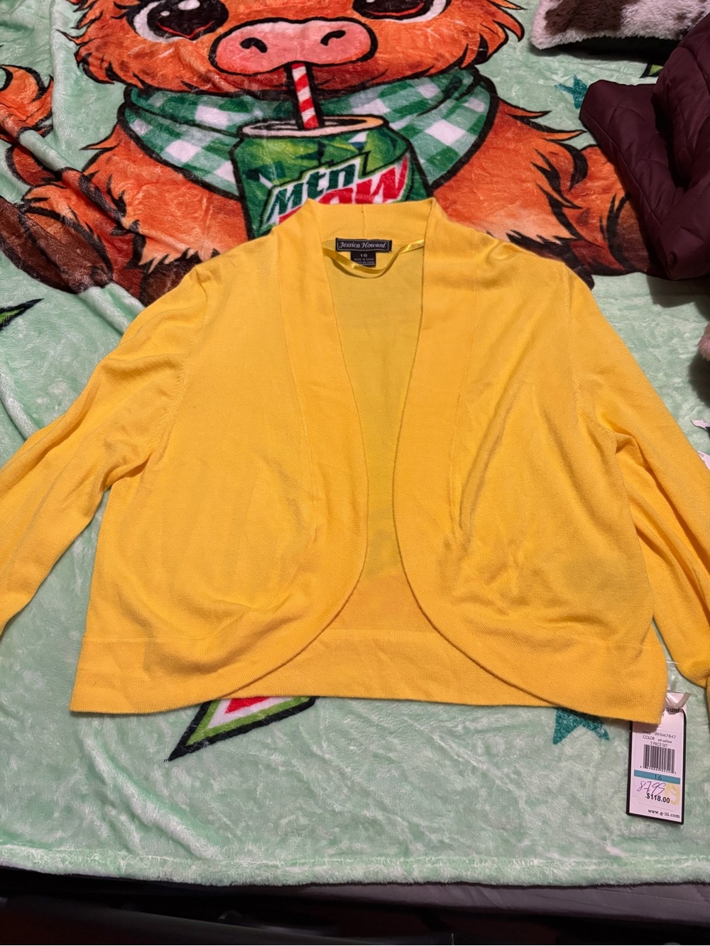 Jessica Howard Yellow Open-Front Women's Cardigan